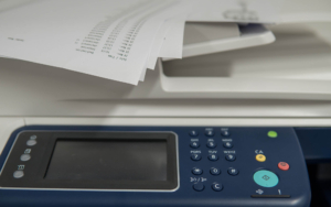 Close up view of a multi function printer